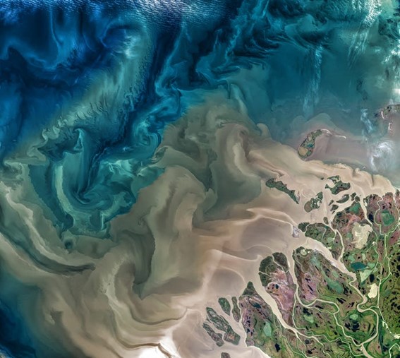 El río Mackenzie en Canadá visto desde el espacio (Imagen: Nasa)
